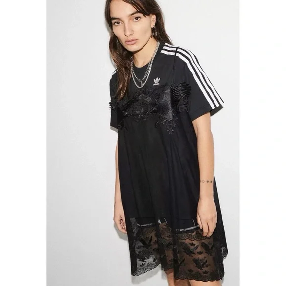レア adidas originals Lace Tee Dress Adidas Originals Lace Tee Dress Shirt Black Sexy & Sporty | eBay